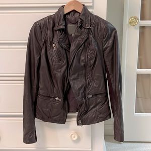MUUBAA Leather Jacket in Dark Maroon/Burgundy